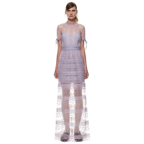 Self-Portrait Lilac Sheer Dress - Picture 2 of 9